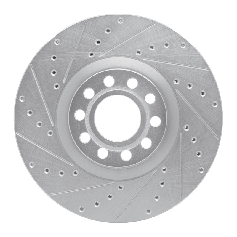 Audi A6 Brake Rotor (1) - Front Left - R1 Concepts - Drilled & Slotted - Silver - `99-`04